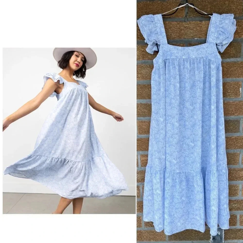 By the river KAYLEE FLUTTER SLEEVE dress small